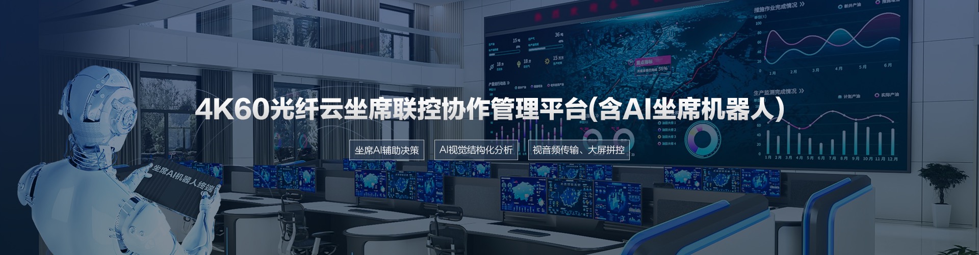 4K60光纤云坐席联控协作管理平台（含AI坐席机器人）